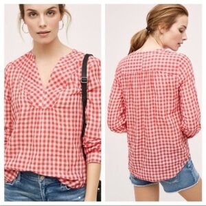 Holding Horses Anthropologie red gingham top